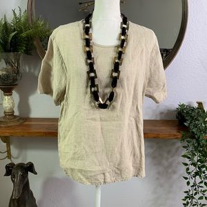 Flax 100% Linen Summer Short Sleeve Top Size M